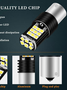 หลอดไฟเบรค LED สำหรับรถยนต์, ใหม่1156 BA15S Bau15s 1157 BAY15D T20 7443 24SMD 3030 - Product Image 6