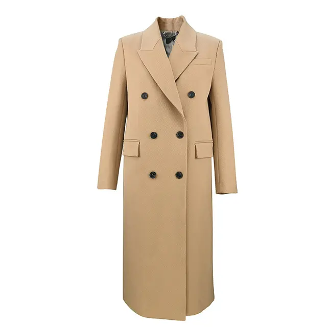 Factory price High Quality and Express Classic Woman long double-breasted trench coat shearling coat women