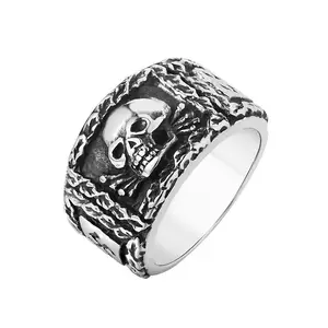 Wholesale Price 316l stainless steel ring punk men skull ring