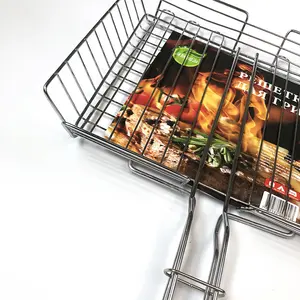 带木柄的便携式烧烤篮，烧烤配件野营丝网烧烤篮