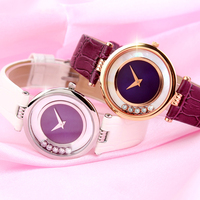 Jam Tangan Wanita Sporty Bisnis Warna-warni Custom Fashion dengan Casing Stainless Steel, Tali Kulit, dan Dial Penunjuk Waktu Quartz