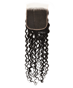 5*5 Deep Curly HD pour Swiss Lace Closure Virgin Remy Hair Extensions de cheveux humains bruts de style crépus non traités de couleur noire naturelle - Product Image 3