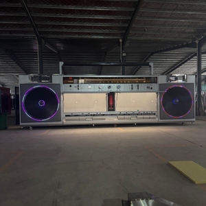 Remorque alimentaire géante de 1,5 m en acier inoxydable en forme de boombox rétro - <span class=keywords><strong>Bar</strong></span> extérieur multifonctionnel pour boissons et collations, unité tractable - Product Image 3