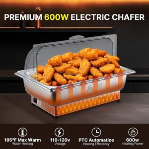 Pentola Elettrica da 7L con Coperchio Arrotolabile, 600W, Temperatura Regolabile, per Casa, Hotel, Catering e Feste - Product Image 2