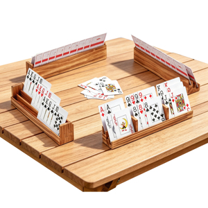 Juego de 4 Soportes de Madera Personalizados para Cartas de Juego, Manos Libres, para Bridge, Canasta y Juegos de Estrategia, para Personas Mayores, Niños y Familias - Product Image 1