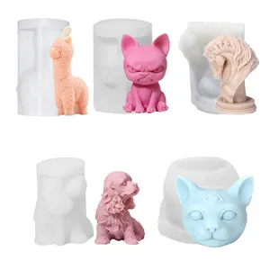 Harga pabrik DIY buatan tangan 3D silikon Alpaca anjing kucing kuda lilin cetakan untuk membuat lilin