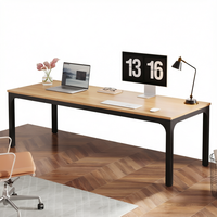 Bureau de travail à domicile pour 2 personnes avec rangement, bureau d'ordinateur extra long de 78,7 pouces, poste de travail double pour deux personnes, en métal