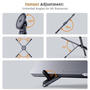 360 Degree Adjustable Magnetic Phone <b>Holder</b> Notebook Cooling Stand Ergonomic Foldable Pads <b>Tablet</b> Stand Desk Flexible Magnetic - Product Image 2