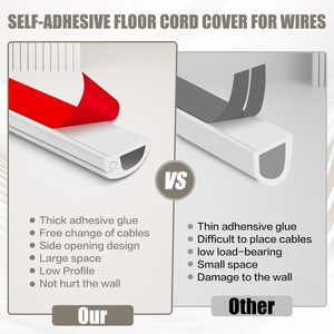 Gaine de câble en silicone 3m à ouverture latérale, accès facile, auto-adhésive, <span class=keywords><strong>cache</strong></span>-câbles <span class=keywords><strong>pour</strong></span> <span class=keywords><strong>TV</strong></span>, maison, bureau, murs, sols - Product Image 6
