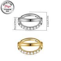 Freya Double Open Stack CZ Nez Anneau Hoop G23 Titanium Hinged Helix Rook Conch Cartilage Daith Tragus Boucles D'oreilles pour Femmes Hommes