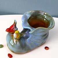 L Moderne En Céramique Émaillée Artisanat Pot De Fleur Petites Bottes En Forme De Chaussure De Bureau Succulent Plantation Vase et Stylo Conteneur