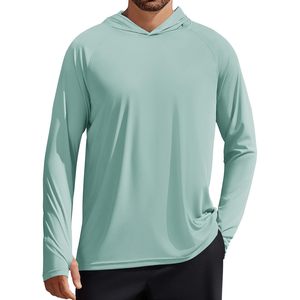 Haut de protection solaire UPF 50+ à manches longues pour homme, avec capuche, anti-UV, pour la pêche, la course, la natation et la randonnée - Product Image 1