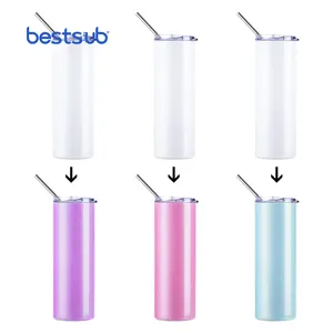 BestSub-vaso delgado de doble pared de acero inoxidable, productos de sublimación con aislamiento al vacío, UV, cambio de Color, 20oz, 600ml, venta al por mayor