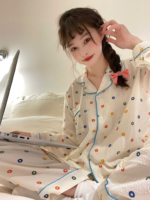 Nouveau design pyjamas décontracté à manches longues filles vêtements de nuit tricoté ensemble pyjamas femme foudre pj ensembles pour femmes