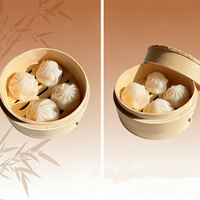 4 paniers à vapeur en plastique pour dim sum traditionnels chinois, paniers à vapeur pour pain blanc, écologiques, modèle alimentaire authentique