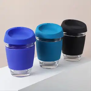 シリコンコーヒーカップBPAフリートラベルマグ付きアマゾンホット販売ガラスコーヒーマグ
