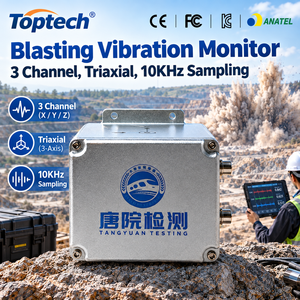 เครื่องวัดการสั่นสะเทือน Toptech Blasting แบบ 3 ช่องสัญญาณ ความถี่ 10 กิโลเฮิรตซ์ ระดับอุตสาหกรรม IP67 สำหรับงานเหมืองและงานก่อสร้างอุโมงค์ - Product Image 1