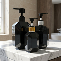 Bouteille de shampooing carrée en PET au design unique, 120 ml, 250 ml, 400 ml, avec pompe à lotion, soin des cheveux, bouteille noire, bouteilles en plastique vides