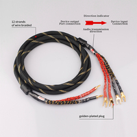 YYAUDIO Câble de Haut-Parleur Hifi 24 Cœurs Bi-Wire à Paire Torsadée avec Gaine PVC, 2 Mâles vers 4 Mâles Banane/Patin en U, En Stock