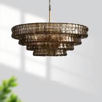 Lustre en verre d'art moderne haut de gamme, lampe suspendue ambrée pour hall d'hôtel, salon, restaurant, villa, éclairage de projet
