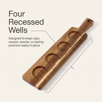 Plateau de service en bois d'acacia personnalisé avec logo, avec longue poignée pour le rangement des tasses, plateau en bois pour servir