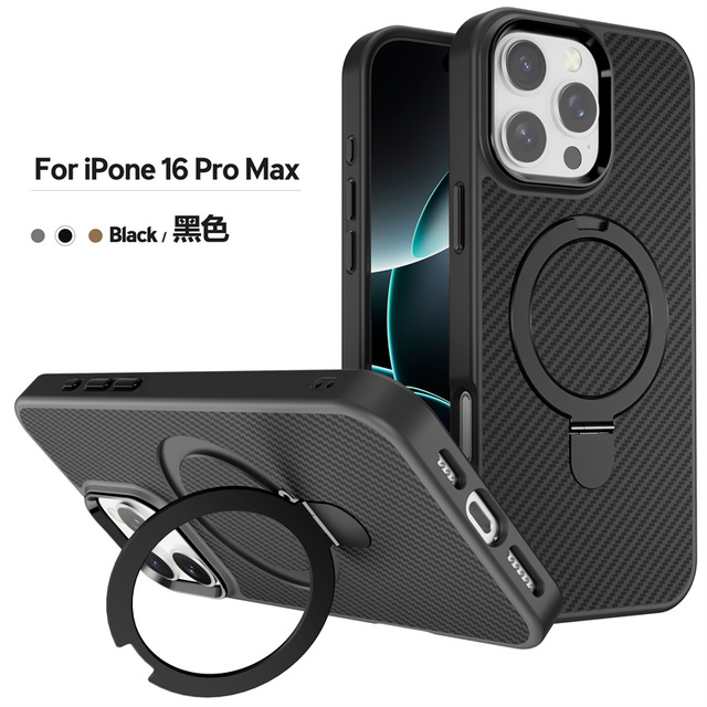 GSCASE 2025 New Carbon Fiber Phone case for Iphone 15 Pro Max with Metal Ring Stand
