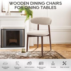 Modern Farmhouse 2-Piece Beige Fabric Dining Room <strong>Chair</strong> Set <strong>Pine</strong> Foot Pegs Upholstered <strong>Kitchen</strong> Side <strong>Chairs</strong> for Hotel Home - Product Image 6