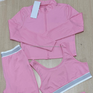 2026 Wholesale Fitness 3 Piece Women Gym Yoga Wear Set along with Workout Seamless Long Sleeve Sports Suit Hoodie Yoga Set - Product Image 3