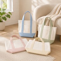 Sac fourre-tout en toile de coton personnalisé avec logo brodé, réutilisable, uni, petit, mini, bleu menthe, rose, couleur bonbon, pour cadeaux, vente en gros
