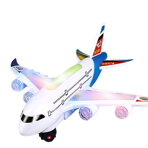Barato juguete chico eléctrico Universal rueda Bump and Go pequeño avión con coloridas luces 3D música simulación avión Juguetes - Product Image 1