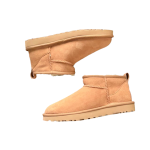 Bottines d'hiver personnalisées en cuir véritable pour femmes, fourrées en fourrure de mouton, doublure en laine douce, semelles épaisses, chaussures d'extérieur - Product Image 1