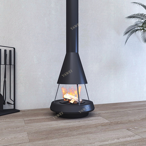 Cheminée suspendue pratique pour le chauffage intérieur, en acier à haute teneur en carbone, noir mat, poêle à <span class=keywords><strong>bois</strong></span> - Product Image 2