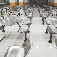 Table de restauration rapide contemporaine en acier inoxydable pour 4 personnes avec chaises et couleur personnalisable pour les cafétérias scolaires