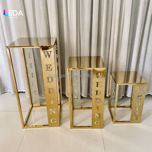 LEDA Wholesale Factory Price Shiny Gold Stainless Steel Flower Stand <b>Table</b> Centerpiece for Wedding and Event Decoration - Product Image 4