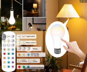 USB có thể sạc lại <span class=keywords><strong>E26</strong></span> điều khiển từ xa hẹn giờ đèn đầy màu sắc cạnh giường ngủ bảng Tường Đèn khẩn cấp nguồn ánh sáng PC vật liệu DC điện - Product Image 3