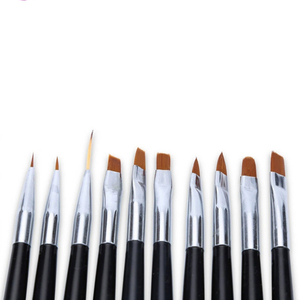 10Pcs Nylon Nail Art Brush <b>Set</b> UV Gel Crystal Carving Liner Pens <b>Crimped</b> Ferrule for Flower Drawing - Product Image 3