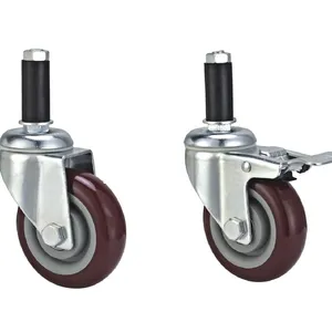 China Manufacture Insertion Stainless Steel Casters Trolly Wheel Heavy Duty Caster Wheels Retractable Caster 3/4/5 Inch