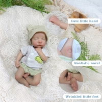 Poupée Reborn Garçon en Silicone Intégral de 33 cm, Peinte à la Main, Réaliste, Nouveau-né Endormi, Poupée Mannequin en Silicone Souple, Jouet