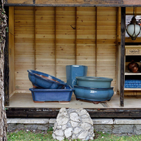 Pot à Bonsaï en Céramique Écologique Durable avec Trous, Petit, Multi-Styles, Glaçure Bleue, pour Sol, Maison et Jardin (Vente en Gros)