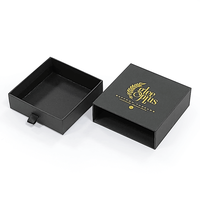 Boîte cadeau en carton noir avec tiroir coulissant personnalisé, logo personnalisé, pour boucles d'oreilles, anneaux, colliers, emballages de bijoux personnalisés