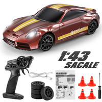 Voiture de course télécommandée à quatre roues motrices proportionnelle à l'échelle 1:43 avec gyroscope, éclairage à 7 couleurs, châssis en alliage, voiture de drift RC