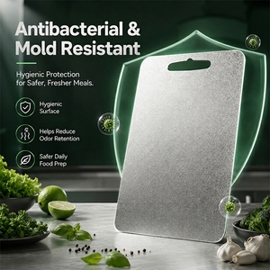 Planche à découper en titane pur cristallin de qualité supérieure, antibactérienne, antidérapante, en métal, pour la cuisine - Product Image 2