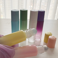 Flacon en verre à bille de 10 ml, nacré, dégradé, épaissi, givré, portable, vide, pour huiles essentielles/parfum, soin de la peau