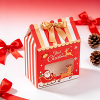Boîte cadeau de Noël personnalisée écologique avec fenêtre, ruban, impression UV, Père Noël, bonbons, biscuits, emballage en papier, logo personnalisé