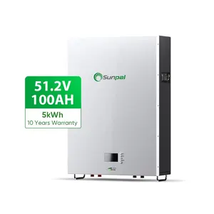 แบตเตอรี่ลิเธียม Sunpal Lifepo4 5kWh 51.2V 100Ah แบตเตอรี่พลังงานผนังไฮบริด