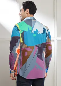 ARCO ABSTRACTO 100% Algodón Camisas casuales de verano Transpirable Servicio OEM - Product Image 2