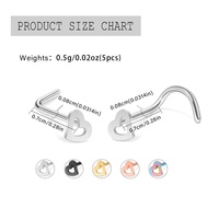 Anneau de nez en acier chirurgical 316L, forme cœur creux, clou de nez en L à vis, boucle d'oreille hypoallergénique pour cartilage, pour peaux sensibles