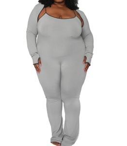 Oem-Combinaison pantalon large à haussement d'épaules pour femmes, 2 pièces, tenue décontractée pour femmes, survêtement d'été, vêtements de sport d'entraînement, tenue de détente - Product Image 5