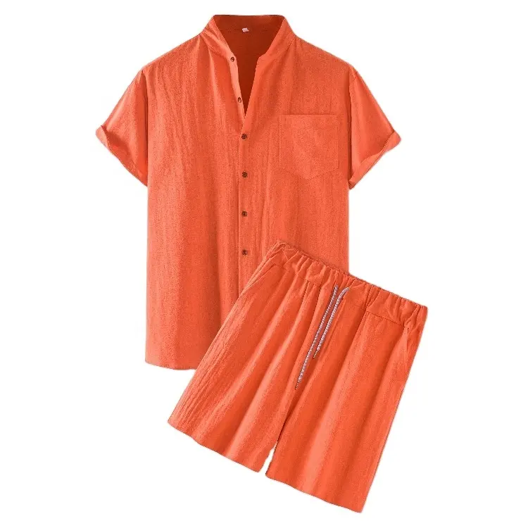 JL0523Z chemise de plage en coton et lin à manches courtes, chemises hawaïennes et Shorts de haute qualité pour hommes