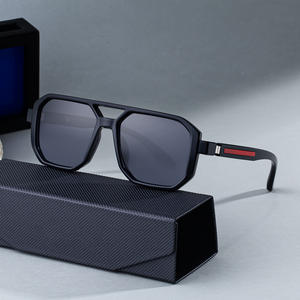 Lunettes de soleil carrées pour hommes Zx-8955, en plastique noir et métal, protection UV400, classe 2, avec boîte, pour usage extérieur - Product Image 1